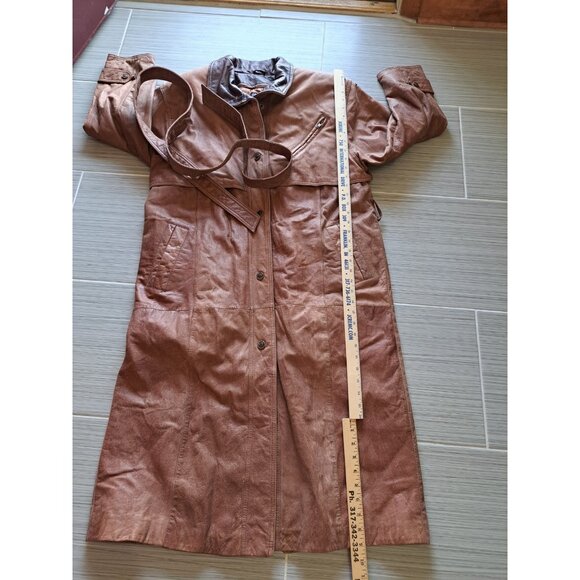 Adventure Bound Men's Leather Duster Long Length Trench Coat Lined Medium... - Picture 13 of 15